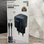 Fulltech FC61 35W Type-C To Lightning Kablolu Çift Girişli (Type-C ve Usb-A) Gan Hızlı Şarj Aleti - Siyah
