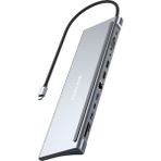 Fulltech FH18 12'si 1 Arada Usb-C Çoklayıcı | 2x 4K Hdmı, 100W Pd, RJ45, 3x Usb, Kart Girişi ve Ses Çıkışı - Silver