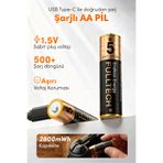 Fulltech FP28 Şarjlı AA Pil 2800mWh 1.5V Type-C Lithium-ion Rechargeable Battery 2’li Paket Hızlı Şa