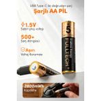 Fulltech FP28 Şarjlı Aa Pil 2800MWH 1.5V Type-C Lithium-Ion Rechargeable Battery 2’li Paket Hızlı Şarjlı Kalem Pil