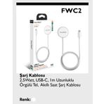 Fulltech FWC2 2.5W USB-C 1 mt Örgülü Tel Akıllı Saat Şarj Kablosu