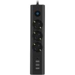 Fulltech Nesil Priz Type-C Port Girişli Akım Korumalı 3lü Priz, 3 Usb, 1 Type-C Giriş, Isıya Dayanıklı 1,5m Uzatma