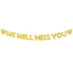 Fulmoon Pre Strung We Will Miss You Afiş Parıltılı Kiraz Kuşu Emeklilik Partisi Süslemeleri 2,5 m Hoşçakal Süslemeleri Veda Ordu Mezuniyet İş Süslemeleri Parti Malzemeleri (Altın)