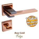Fulya Lux Bakir Fume Kare Rozetli Wc-Banyo Uyumlu Kapi Kolu Saga Ve Sola Uygun Kapi Kollari 1 Takim