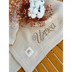 Fulya Tuhafiye Ftbabycollection %100 Pamuk 4 Katlı Müslin Kişiselleştirilebilir Isim Nakışlı Bebek BATTANIYESI 100X110 CM - 100 x 110 cm