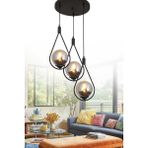 Füme Camlı 3’lü Sarkıt Avize, Modern ve Şık Tasarım, Salon ve Yatak Odası Için Ideal - Ahşap - Seçenek 1