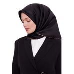 Füme Çizgili Twill İpek Eşarp