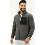 Füme Erkek Softshell Anti Peeling Polar Ceket 3 Cepli Tam Fermuarlı Ön Parça Detaylı - Regular Fit