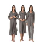 Füme Hamile Lohusa Sabahlıklı Gecelik ve Pijama Takımı Set Effort, 2XL, EF2405-198IGP100038