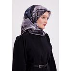 Füme İnce Çizgi Desen Twill İpek Eşarp