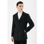 Füme Kaşe Kırlangıç Yaka Desenli Yünlü Astarlı Slim Fit Dar Kesim Casual Mont 1007235173