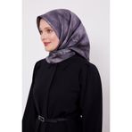 Füme Kenar Benekli Twill İpek Eşarp