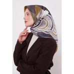 Füme Labirent Desen Twill İpek Eşarp