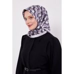 Füme Petek Baskılı Twill İpek Eşarp