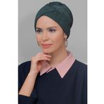 Füme Pratik Hazır Geçmeli Tesettür Bone Fukuro Piliseli Çapraz Büzgülü 1822_25