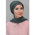 Füme Pratik Hazır Geçmeli Tesettür Bone Fukuro Piliseli Örgülü Şifon Atkılı 1825A_25