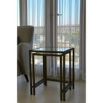 Füme Temperli Camlı Zigon Sehpa Seti 2'li Metal Ayaklı Modern Tasarım 56 cm Yükseklik