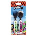 Fun House 006084 Miraculous Ladybug çatal ve kaşıklı çatal bıçak seti, çocuklar için, yükseklik 13,5 x uzunluk 3 cm