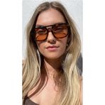 funeyes Vehla Leopar Desen Somon (şeftali) Renk Trend Gözlük Güneş Gözlüğü Renkli Cam Büyük Gözlük