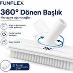 Funflex 360° Döner Başlıklı Sert Kıllı Çekçekli Temizlik Fırçası Universal Sap Uyumlu - Gri - Beyaz