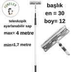 Funflex 4 Metre Teleskopik Cam Silme Aparatı Paspas ve Mop - 1 Adet