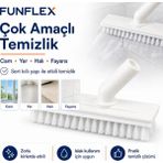 Funflex Sert Kıllı Döner Başlıklı Fırça Başlığı Cam Yer Halı Fayans Temizleme Aparatı - Gri - Beyaz