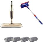 Funflex Sprey Mop 4 Yedekli ve Teleskopik Mikrofiber Cam Sılme Aparatı - Gri - Beyaz