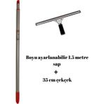 Funflex Tüm Yüzeyler Için 150 cm (1,5 Metre) Teleskopik Sap Sopa ve 35 cm Çekçek Cam Temizleme Aparatı Set - 1 Adet