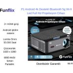 Funflix P1 8000 Lümen Full Hd Wi-Fi Android Projeksiyon Cihazı - Füme