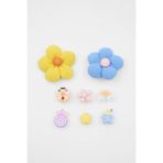 fungoofun Dokulu Pastel Çiçek ve Kawaii Karakterli Çanta Süsü Seti+Delgeç(Delgeç Hediye)