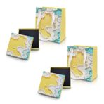 FuninCrea 2 adet hediye kutusu, takı, 9 x 9 x 3 cm, kapaklı takı hediye kutusu, düğün hediyesi için, hediye kutusu, yüzük, kolye, küpe için takı kutusu (sarı)