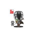 Funko Pop Star Wars - Chrome Mandalorian With The Yoda 10 Inc Büyük Boy 25 Cm