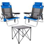 Funky Chairs Alüminyum Plaj Masa Sandalye Seti - 2 Adet Beach Star Light Şezlong Ve 1 Adet Titanium Masa Mavi
