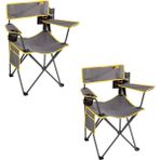 Funky Chaırs Camper Katlanabilir Kamp Piknik Sandalyesi - Gri/sarı (2 Adet) - İkili - Gri - Sarı