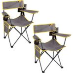 Funky Chaırs Camper Katlanabilir Kamp Piknik Sandalyesi - Gri/sarı (2 Adet) - İkili - Gri - Sarı