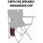 Funky Chairs Cırtlı 3 Bölmeli Organizer Cep - Kamp Sandalyesi, Kamp Masası, Ofis Sandalyesi, Araba Organizeri - Kırmızı