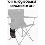 Funky Chairs Cırtlı 3 Bölmeli Organizer Cep - Kamp Sandalyesi, Kamp Masası, Ofis Sandalyesi, Araba Organizeri - Siyah