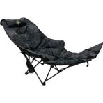 Funky Chairs Stella 4 Kademeli Ayarlanabilen, Ayak Uzatmalı, 500 gr Elyaf Dolgulu, Bardaklıklı, Eşya Cepli, Taşıma Çantalı, Yatabilen Portatif Şezlong Tipi Plaj Kamp Bahçe Sandalyesi -Siyah