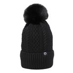 Funky Junque Basics Kadın Kışlık Şapka Ponpon Bere Sevimli Polar Astarlı Yumuşak Sıcak Çorap Kapakları Kablo Örgü Kızak Ponpon, Siyah, Tek Beden