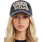 Funky Junque Bayan Beyzbol Şapkası Eskitilmiş Vintage Yapısız İşlemeli Yama Şapka, Köpek Anne - Siyah, Tek Beden