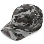 Funky Junque Criss Cross Hat Kadın Beyzbol Şapkası Eskitilmiş At Kuyruğu Dağınık Topuz Kamyon Şoförü Ponycap, Basketweave - Gri Kamuflaj, Tek Beden