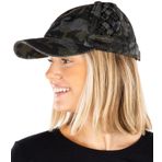 Funky Junque Criss Cross Hat Kadın Beyzbol Şapkası Eskitilmiş At Kuyruğu Dağınık Topuz Kamyon Şoförü Ponycap, Basketweave - Siyah Kamuflaj, Tek Beden