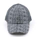 Funky Junque Criss Cross Hat Kadın Beyzbol Şapkası Eskitilmiş At Kuyruğu Dağınık Topuz Kamyon Şoförü Ponycap, Pamuk Kuşgözü - Gri, Tek Beden
