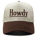 Funky Junque İki renkli vintage Snapback şapka, yelken bezinden, erkekler ve kadınlar için, modaya uygun, nakışlı, kamyoncu beyzbol şapkası, eğlenceli, ayarlanabilir, Howdy - Kahverengi/Bej, Tek Beden