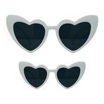 Funky Junque Kalp şeklinde güneş gözlüğü anne ve ben Sunnies çocuklar kadınlar kızlar yürümeye başlayan anne kızı eşleşen kıyafetler, Beyaz, One Size