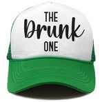 Funky Junque Kamyoncu Şapkaları Kadın Komik Beyzbol Şapkası Bir Bekarlığa Veda Partisi Kızlar Bach Gelin Şapkası Snapback Köpük Retro Örgü, Sarhoş Bir - Kelly Yeşil/Beyaz, Tek Beden