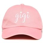 Funky Junque Nana Gigi Mimi İşlemeli Pembe Pamuk Beyzbol Şapkası - Büyükanne için Vintage, Rahat ve Nefes Alabilir Hediye, Gigi - Pembe, Tek Beden