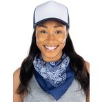 Funky Junque Unisex 100% pamuk çok amaçlı Bandana eşarp şal şal mendil kadın erkek erkek kız, Bandana/Kamyoncu Şapkası: Lacivert/Beyaz, Tek Beden