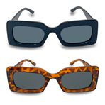 Funky Junque Vintage güneş gözlüğü kadınlar büyük boy kare çerçeveler klasik Retro moda büyük gözlük plaj Essentials hediyeler, 2 Paket: 1 Siyah ve 1 Kaplumbağa, One Size