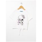 Funky Rocks DRG10 Bisiklet Yaka Standart Kalıp Baskılı Ekru Kız Çocuk T-shirt